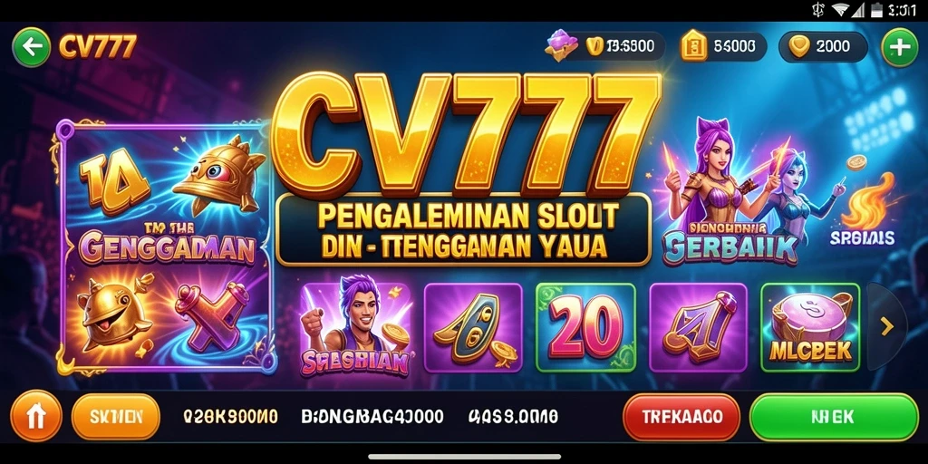 Screenshot dari gameplay mendebarkan CV777 yang penuh warna.