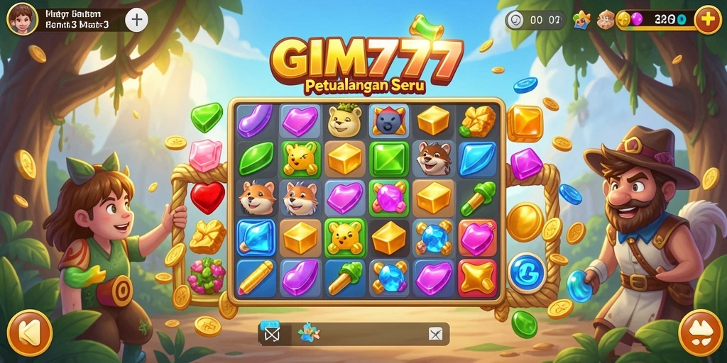 Screenshot GIM777 menampilkan gameplay seru Match-3 yang penuh warna.