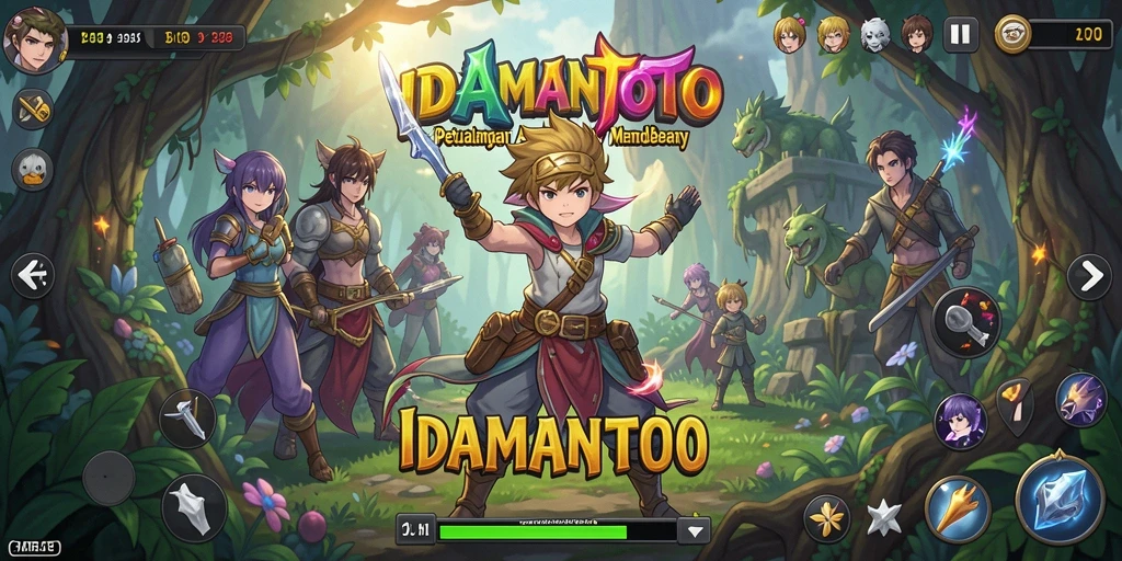 Tampilan gameplay seru dari IDAMANTOTO dengan karakter anime yang dinamis.