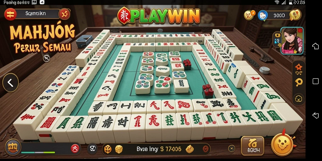 Tampilan gameplay seru Mahjong dalam PLAYWIN yang mengasah keterampilan.
