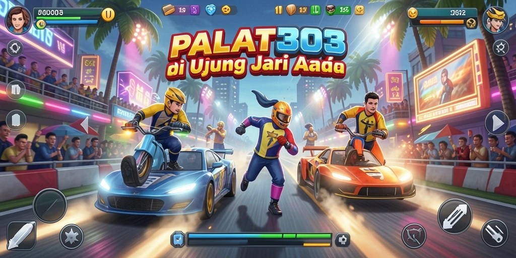 Tampilan gameplay PUSAT303 yang dinamis dan penuh aksi balapan.
