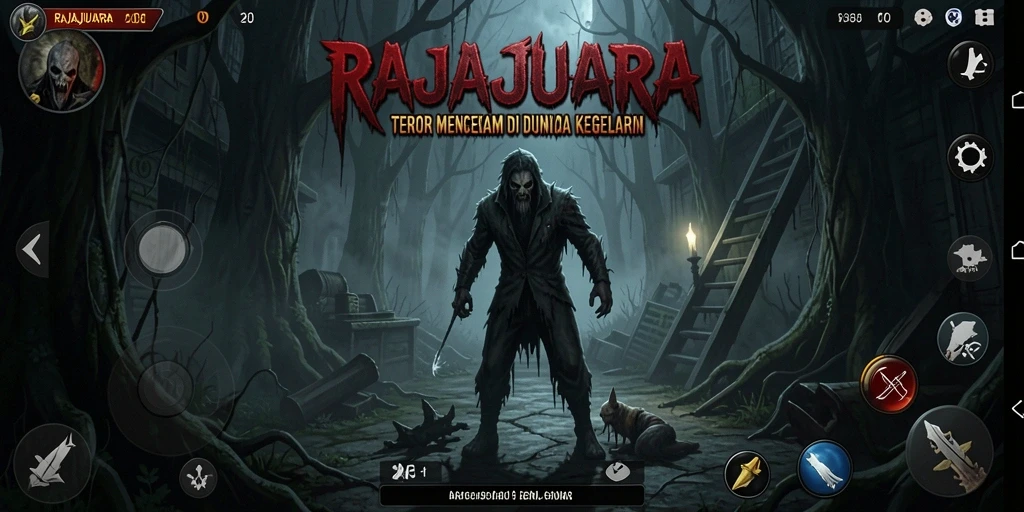Tampilan gameplay RAJAJUARA dengan nuansa horror yang mencekam.