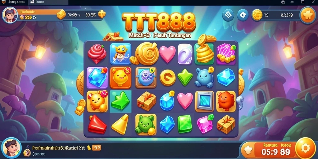 Tampilan gameplay seru dari TTT888 dalam genre Match-3.